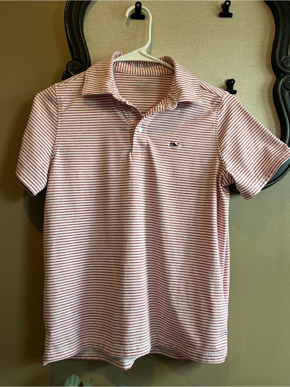 Vineyard Vines Red & White Striped Polo